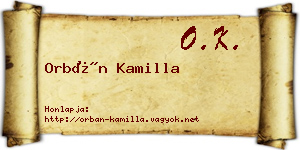 Orbán Kamilla névjegykártya